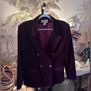 Jones New York Country Deep Purple Velvet Blazer